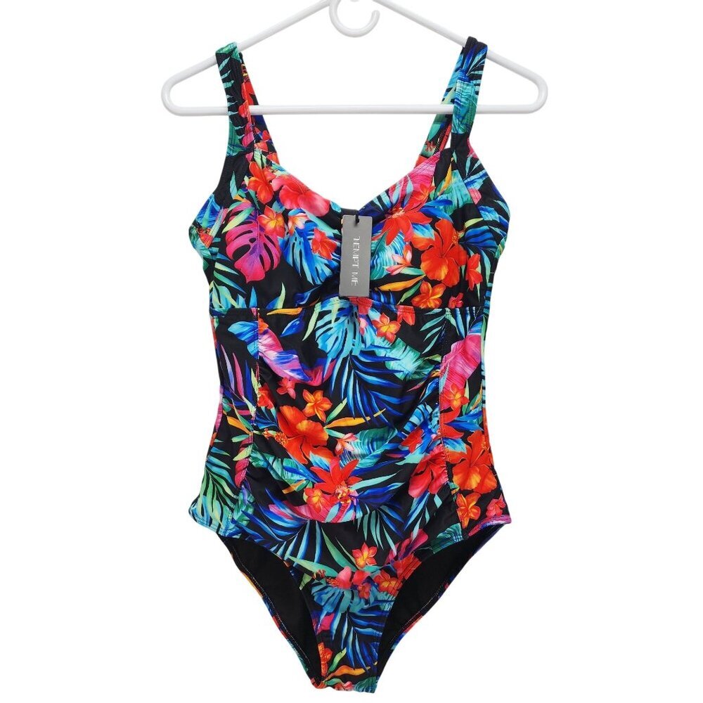 Tempt Me Womens Floral One-Piece Swimsuit Size M Adjustable Straps Multicolor